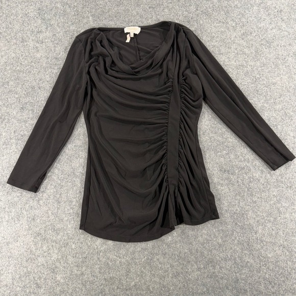 Laundry By Shelli Segal Tops - Laundry by Shelli Segal Womens Black Ruched Cowl Neck Long Sleeve Top XS